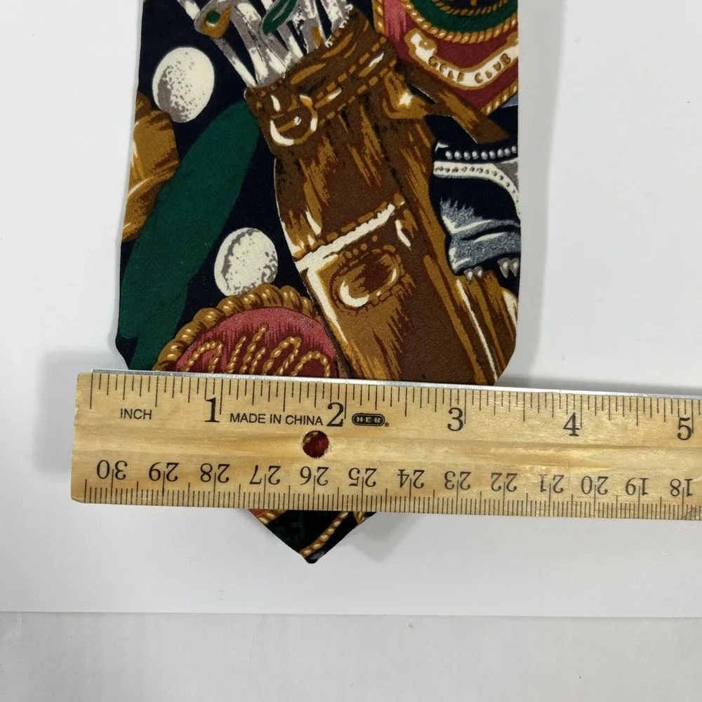 Roffe' Mens Tie 3.5 in W x L 56 in Silk White Green Brown Red